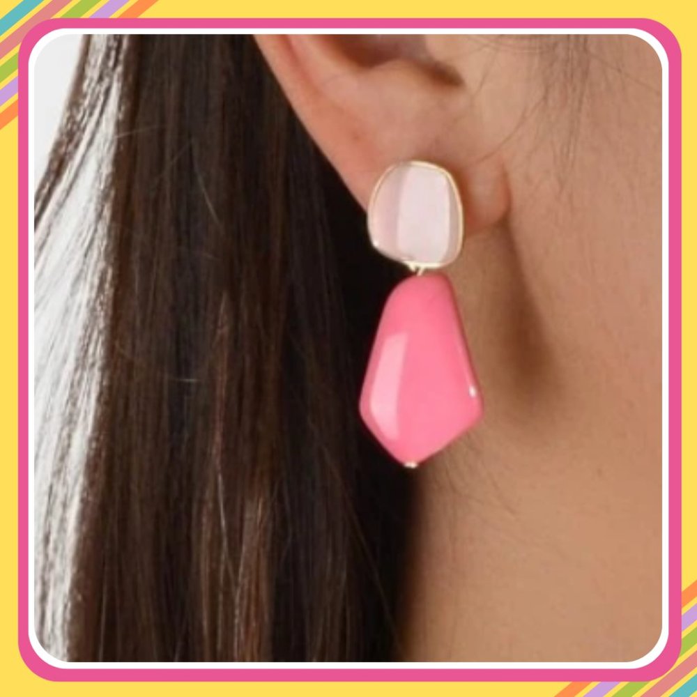 Pink Two-Tone Drop Earrings
